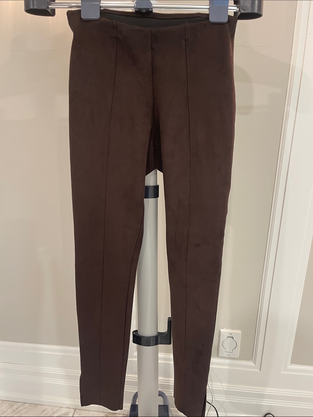 Dark Brown Ponte faux suede Leggings